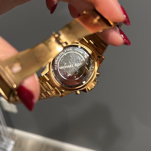 Rose Gold Michael Kors Watch Pink Face with Baguettes - Picture 5 of 7